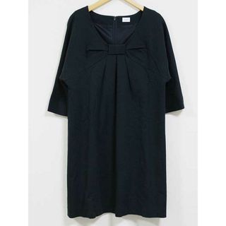 シップス(SHIPS)の☆Sassily SHIPS/サシリーシップス☆ワンピース/バックジップ/リボン/無地/七分袖/ミディ丈 ネイビー/紺 レディース S【中古】春夏 102032 onepi(その他)