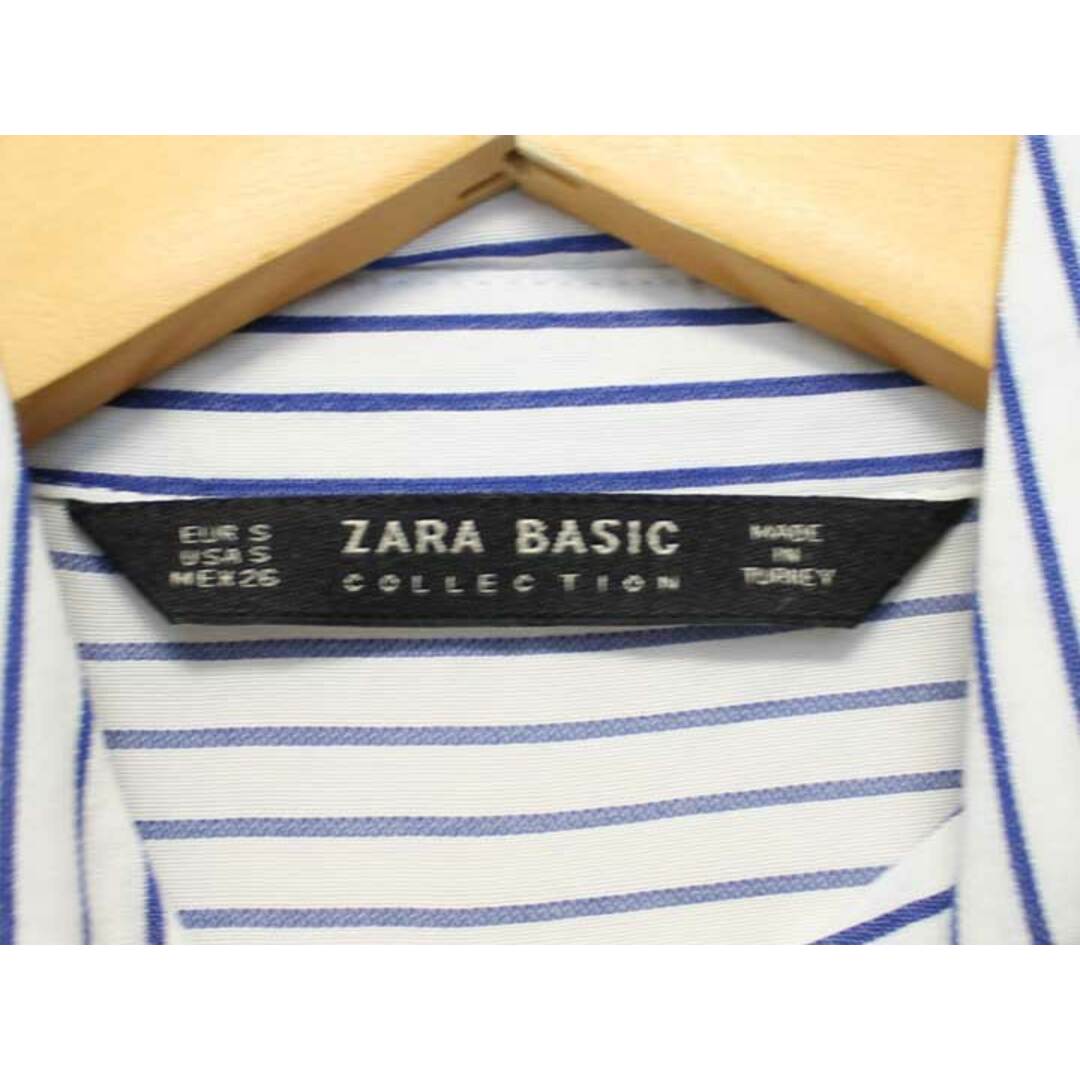 ZARA(ザラ)の△ZARA/ザラ△ベルト付きストライプシャツワンピース/ロング丈/七分袖　ホワイト×ブルー/白×青　レディース　S　【中古】 春夏 302032 onepi レディースのワンピース(その他)の商品写真