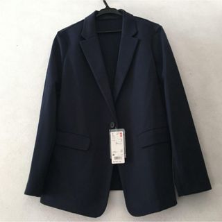 ユニクロ(UNIQLO)のユニクロ ジャケット 新品 UVカット ジャージージャケットネイビー Lサイズ(テーラードジャケット)