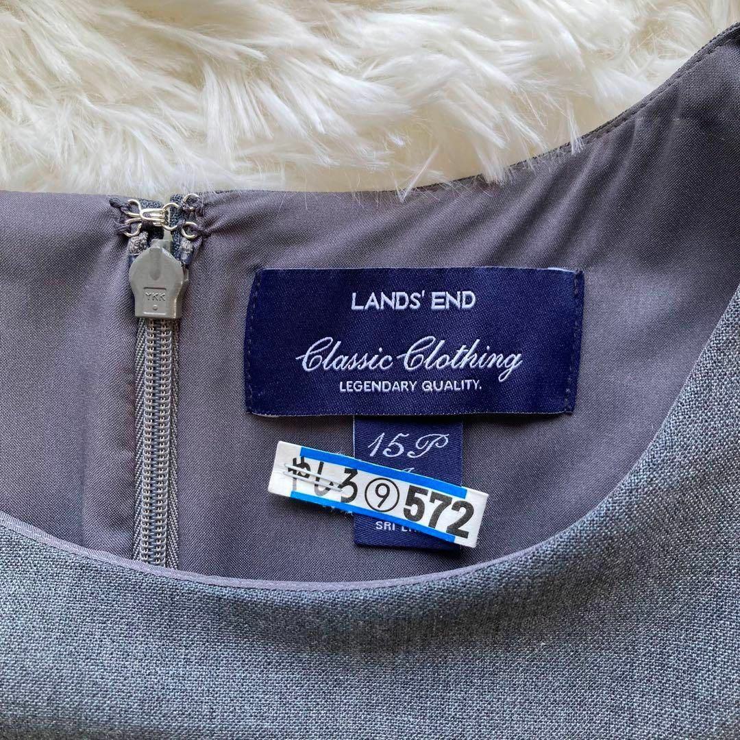 LANDS’END(ランズエンド)のLAND'SEND ランズエンド 大きいサイズ グレー 半袖 ワンピース 15 レディースのワンピース(ひざ丈ワンピース)の商品写真
