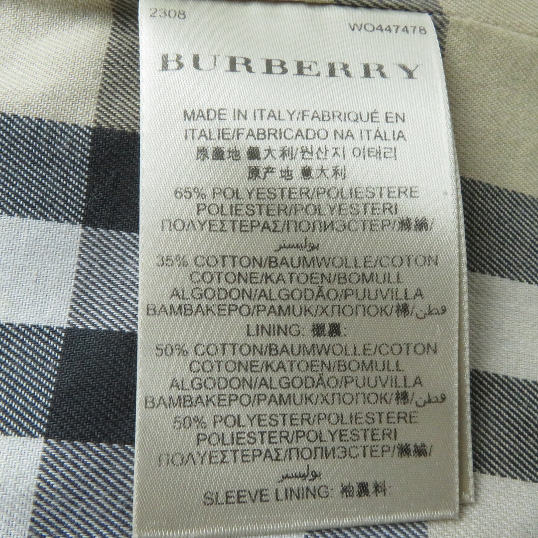 BURBERRY(バーバリー)の美品 BURBERRY バーバリー ロゴボタン付 裏地ノバチェック柄 トレンチコート ブラック 38 イタリア製 レディース レディースのジャケット/アウター(トレンチコート)の商品写真