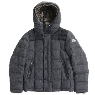 モンクレール(MONCLER)の極美品 MONCLER モンクレール GUYENNE ギエンヌ 一部迷彩柄 フード付き レイヤード ツイード ダウンジャケット グレー系 0 国内正規品 メンズ(ダウンジャケット)