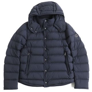 モンクレール(MONCLER)の極美品 MONCLER モンクレール NAZAIRE ナザーレ レザーロゴワッペン・フード付き ダウンジャケット ネイビー 3 メンズ(ダウンジャケット)