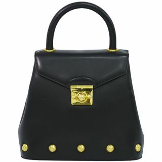 サルヴァトーレフェラガモ(Salvatore Ferragamo)の本物 サルヴァトーレ フェラガモ Salvatore Ferragamo レザー ハンドバッグ ブラック バッグ 中古(ハンドバッグ)