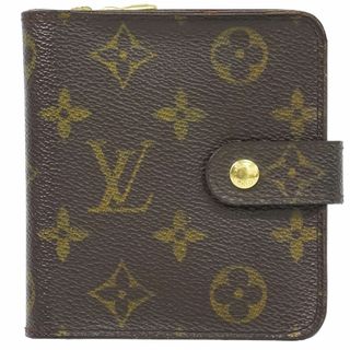 ルイヴィトン(LOUIS VUITTON)の本物 ルイヴィトン LOUIS VUITTON LV コンパクトジップ モノグラム 折財布 コンパクトウォレット ブラウン M61667 ビトン 財布 ウォレット 中古(財布)