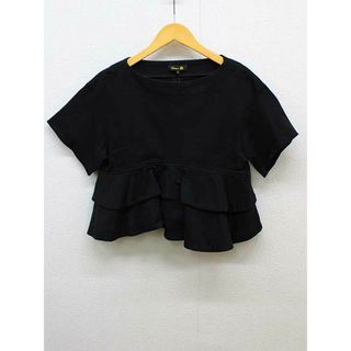 Drawer - 【春物 新入荷】‡Drawer/ドゥロワー‡ペプラムカットソー/Tシャツ/半袖 ブラック/黒 レディース 2【中古】春夏 512042