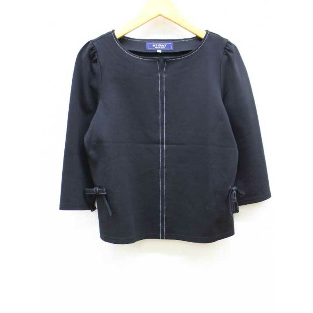 M'S GRACY(エムズグレイシー)の【春物新入荷】■M'S GRACY/エムズグレイシー■サイドリボンカットソー/七分袖 ブラック/黒 レディース 38【中古】 春夏 722042 レディースのトップス(Tシャツ(半袖/袖なし))の商品写真