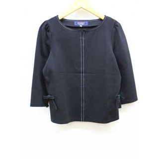 【春物新入荷】■M'S GRACY/エムズグレイシー■サイドリボンカットソー/七分袖 ブラック/黒 レディース 38【中古】 春夏 722042