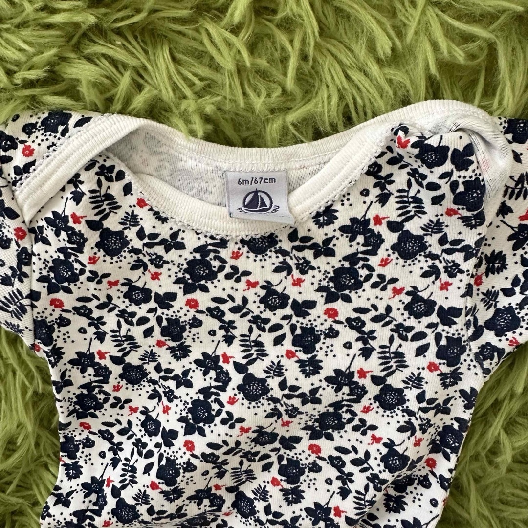 PETIT BATEAU(プチバトー)のPETIT BATEAU 60cm（67cm）半袖ロンパース2枚 キッズ/ベビー/マタニティのベビー服(~85cm)(ロンパース)の商品写真