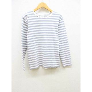 ■agnes b./アニエスベー■ボーダーカットソー/ボーダー/長袖 グレー×ホワイト/灰色×白 レディース Tイ【中古】春夏 612042