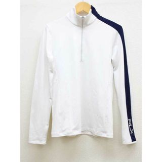 ‡RALPH LAUREN/ラルフ ローレン‡ハーフジップカットソー/スポーツウェア/長袖 ホワイト×ネイビー/白×紺 レディース XS 【中古】春夏秋冬 621042