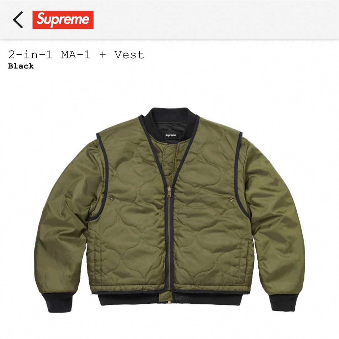Supreme(シュプリーム)の【新品未使用:XLsize】supreme 2-in-1 MA-1 + Vest メンズのジャケット/アウター(フライトジャケット)の商品写真