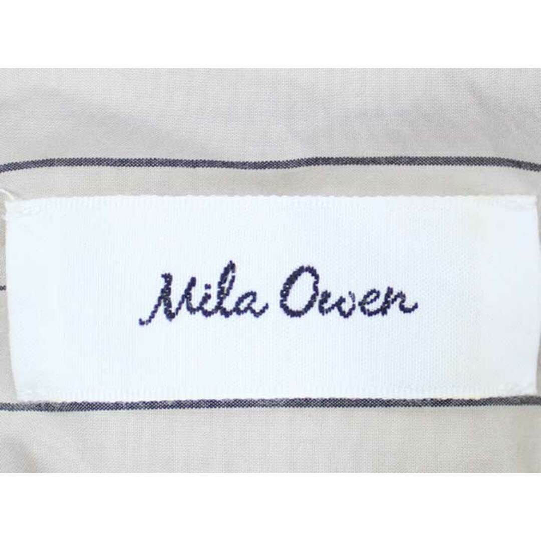 Mila Owen(ミラオーウェン)の【春物新入荷】■Mila Owen/ミラ オーウェン■メンズライクビッグシャツ/長袖/ミドル丈 ベージュ×ブラック レディース F【中古】春夏  303042 レディースのトップス(シャツ/ブラウス(半袖/袖なし))の商品写真