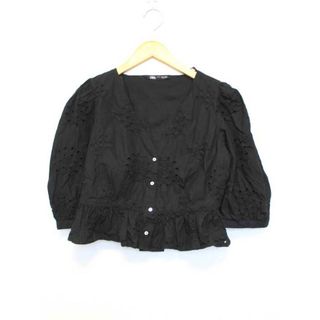 ザラ(ZARA)の△ZARA/ザラ△レースブラウス/長袖/Vネック/ペプラム　ブラック/黒　レディース　M　【中古】 春夏 302032(シャツ/ブラウス(半袖/袖なし))