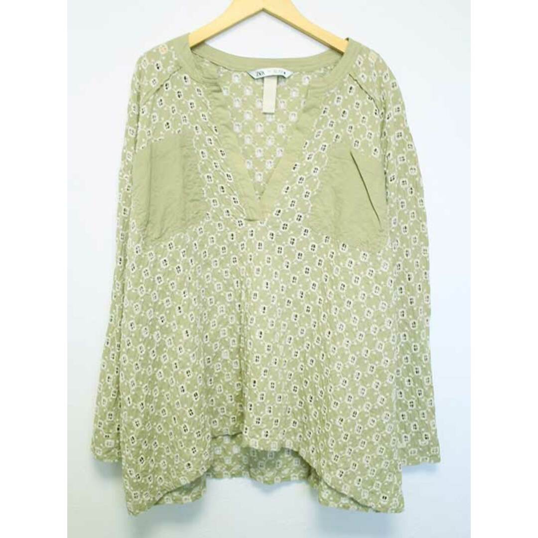 ZARA(ザラ)の△ZARA/ザラ△レースプルオーバーブラウス/長袖/Vネック　ライトベージュ　レディース　L　【中古】 春夏 302032 レディースのトップス(シャツ/ブラウス(半袖/袖なし))の商品写真