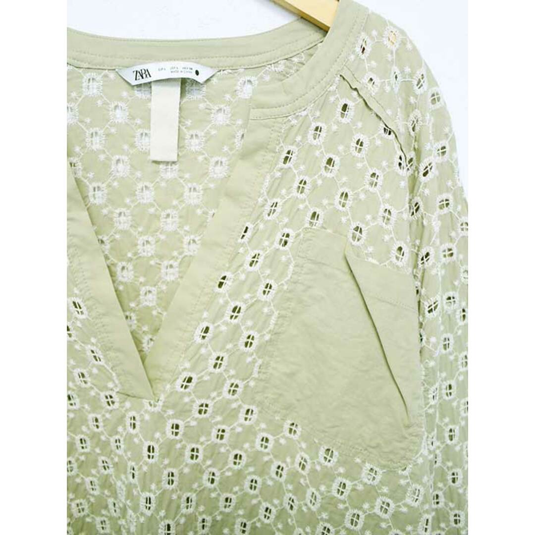 ZARA(ザラ)の△ZARA/ザラ△レースプルオーバーブラウス/長袖/Vネック　ライトベージュ　レディース　L　【中古】 春夏 302032 レディースのトップス(シャツ/ブラウス(半袖/袖なし))の商品写真