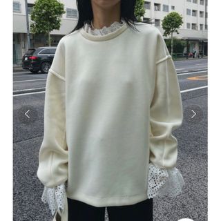 アメリヴィンテージ(Ameri VINTAGE)のCLASSIC ROUND FORM TOP アイボリー(トレーナー/スウェット)