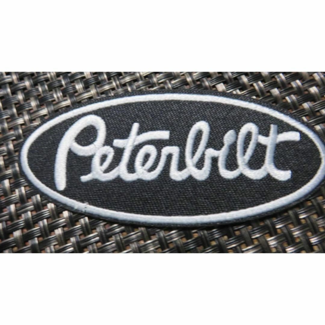 《黒白楕円Pb》新品◆ピータービルト・モータースPeterbilt 刺繍ワッペン ハンドメイドの素材/材料(各種パーツ)の商品写真