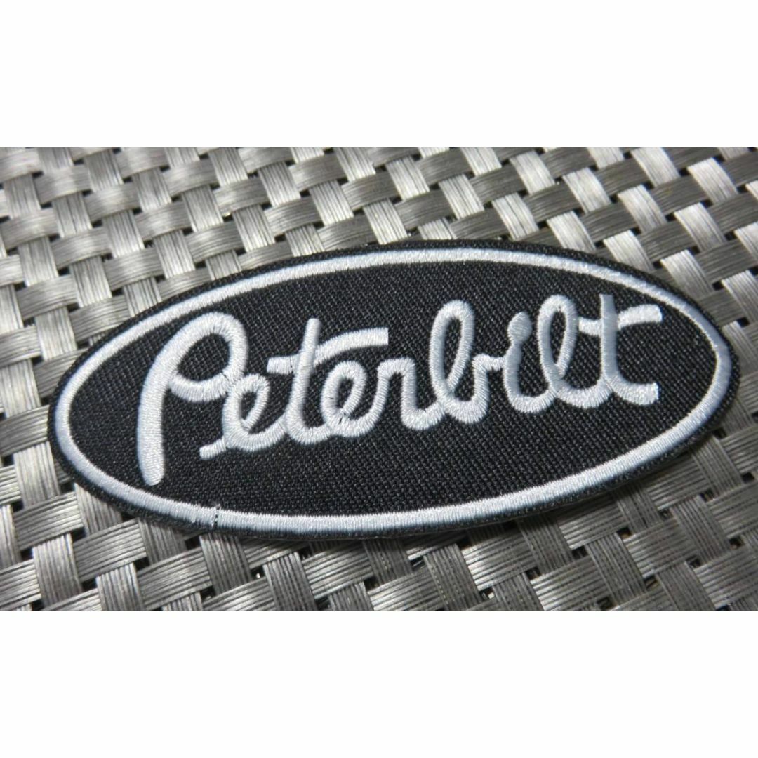 《黒白楕円Pb》新品◆ピータービルト・モータースPeterbilt 刺繍ワッペン ハンドメイドの素材/材料(各種パーツ)の商品写真