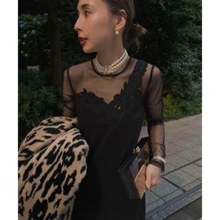 アメリヴィンテージ(Ameri VINTAGE)のUND RENEE CUTWORK DRESS ブラック Mサイズ(ロングワンピース/マキシワンピース)