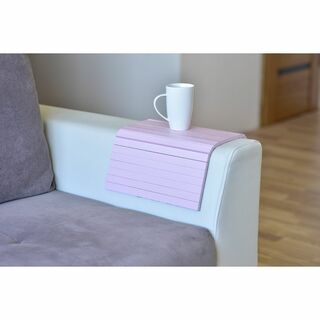 【色: ピンク】木製のソファーアームトレーの肘掛け卓ソファテーブルコースターソフ(その他)