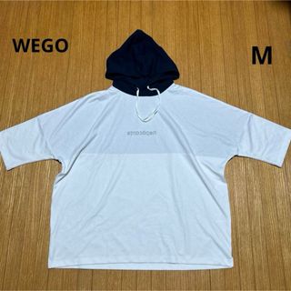 ウィゴー(WEGO)のWEGO 半袖パーカー　M  白×ネイビー(パーカー)