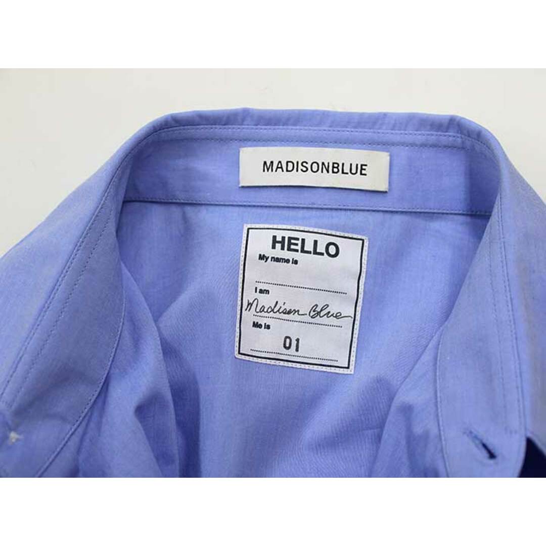 MADISONBLUE(マディソンブルー)の【春物 新入荷】‡MADISON BLUE/マディソンブルー‡ビッグカフ五分袖シャツ/ブラウス/五分袖 ライトブルー/水色 レディース 01（S）【中古】春夏  403042 レディースのトップス(シャツ/ブラウス(半袖/袖なし))の商品写真