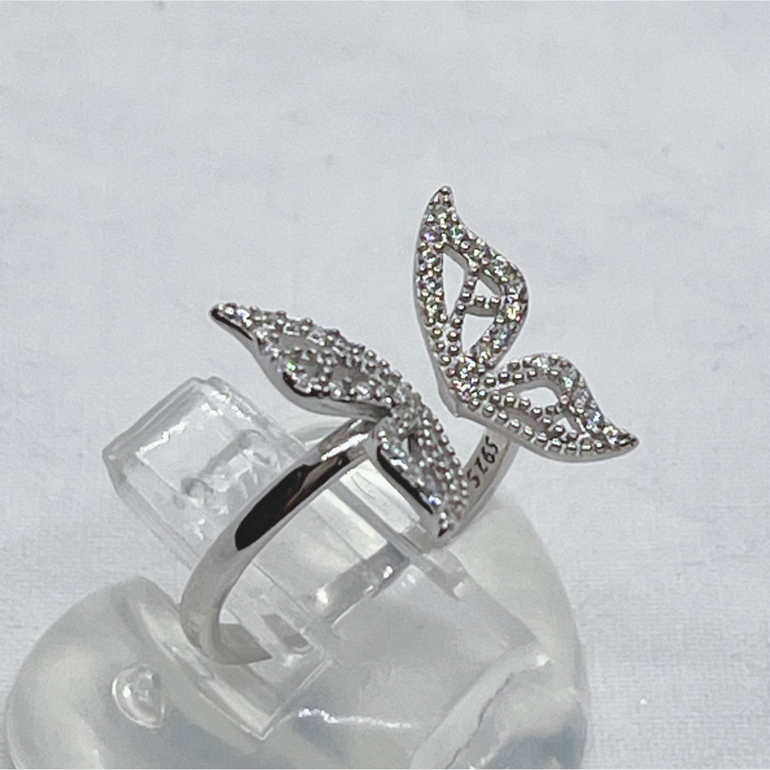 S925 シルバーリング　指輪　蝶リング　オープンリング　ダイアモンド レディースのアクセサリー(リング(指輪))の商品写真