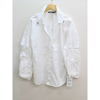 ザラ(ZARA)の新品未使用品‡ZARA/ザラ‡ビジューシャツ/タグ付き/長袖 ホワイト/白 レディース XS【中古】春夏秋冬 902122(シャツ/ブラウス(半袖/袖なし))