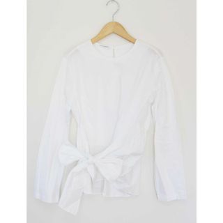 ナラカミーチェ(NARACAMICIE)の【春夏物 新入荷】●NARACAMICIE/ナラカミーチェ●コットンストレッチリボンブラウス/シャツ/長袖/クルーネック ホワイト/白 レディース 2【中古】春夏  612042(シャツ/ブラウス(半袖/袖なし))