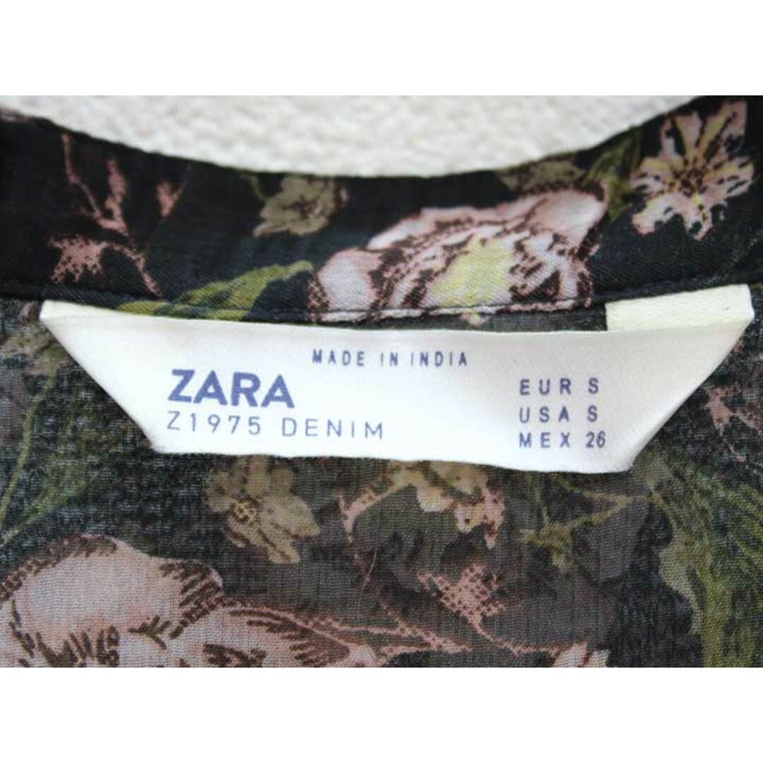 ZARA(ザラ)の◇ZARA/ザラ◇花柄シースルーブラウス/プルオーバー/Vネック/透け感/長袖 ブラック/黒 レディース S【中古】春夏 127022 レディースのトップス(シャツ/ブラウス(半袖/袖なし))の商品写真