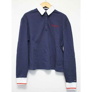 トミージーンズ(TOMMY JEANS)の【値下げ】△TOMMY JEANS/トミー ジーンズ△ポロシャツ/長袖/無地/ロゴ/ワンポイント　ネイビー/紺　 レディース 　XS　【中古】　春夏秋冬 110122(ポロシャツ)