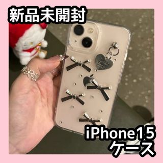 【新品未開封】iPhone15 ケース リボン かわいい 人気 クリア ソフト(iPhoneケース)