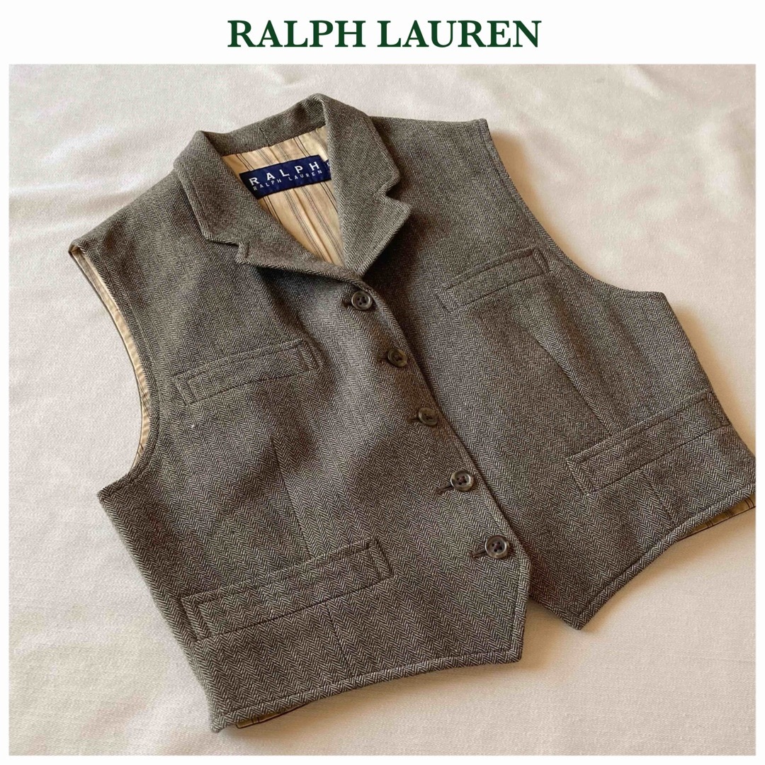 Ralph Lauren(ラルフローレン)のラルフローレン ウール ヘリンボーン ツイード シンチバック ベスト ジレ 9 レディースのトップス(ベスト/ジレ)の商品写真