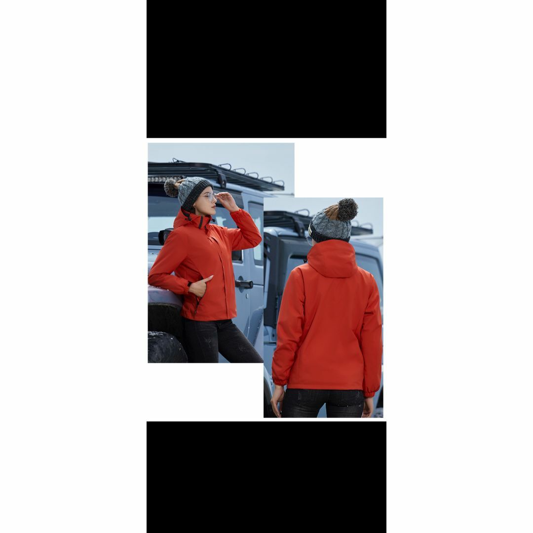 アウトドアウェア ウインドブレーカー 冬 登山服 レッド М レディースのジャケット/アウター(ブルゾン)の商品写真