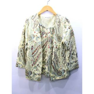 CHRISTIAN AUJARD - 【春物 新入荷】‡CHRISTIAN AUJARD/クリスチャンオジャール‡ペイズリー柄アンサンブルニット/スパンコール/ノースリーブ/長袖 イエロー系/黄色系 レディース 9T【中古】春夏 322042