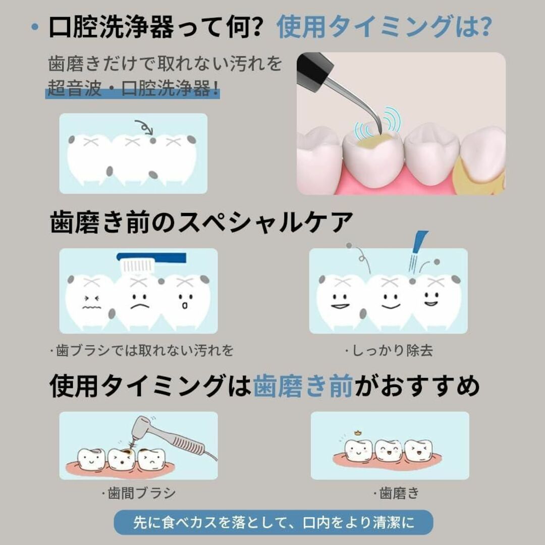 超音波歯クリーナー 器具 口腔洗浄器 電動 超音波 歯 子供 コスメ/美容のオーラルケア(口臭防止/エチケット用品)の商品写真