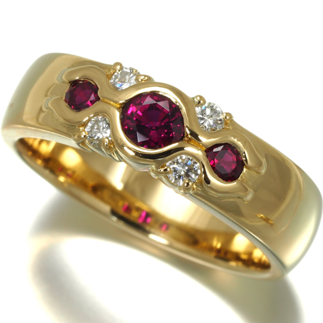 スワ リング ルビー 0.48ct ダイヤ ダイヤモンド 0.12ct 12.5号 K18YG  レディースのアクセサリー(リング(指輪))の商品写真