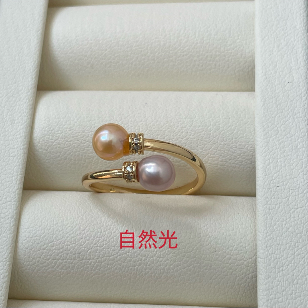 淡水ダブルパール　ナチュラル真珠リング　指輪　 レディースのアクセサリー(リング(指輪))の商品写真