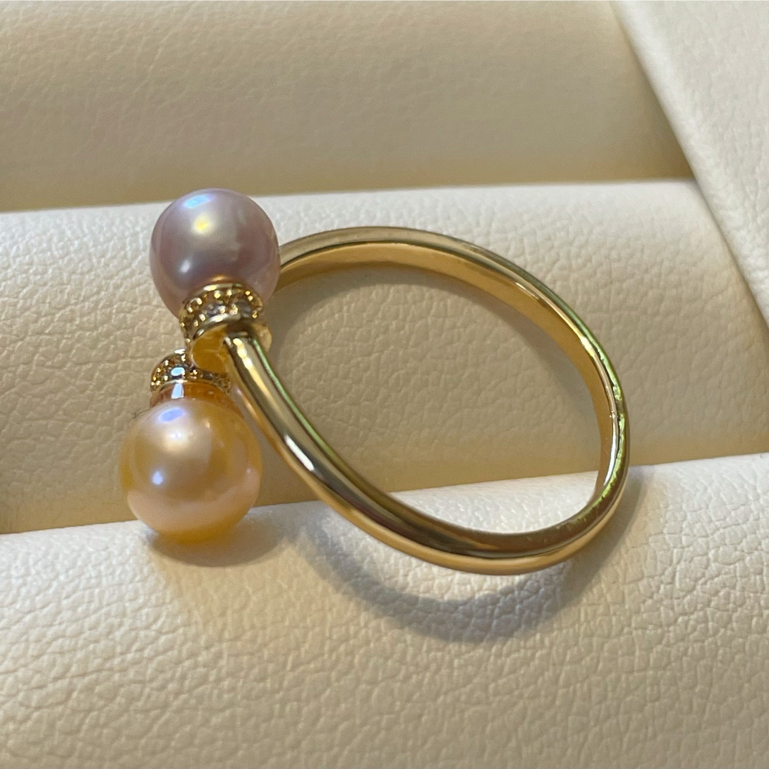 淡水ダブルパール　ナチュラル真珠リング　指輪　 レディースのアクセサリー(リング(指輪))の商品写真