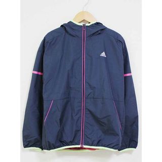 アディダス(adidas)の【値下げ】☆adidas/アディダス☆W TEAM ウィンドブレーカーフーディージャケット/ポケット/ワンポイント/スポーツ/長袖 ネイビー/紺 レディース S【中古】春夏秋冬 703032 otr(パーカー)