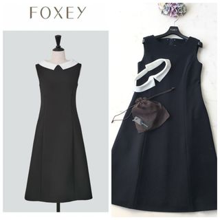 フォクシーニューヨーク(FOXEY NEW YORK)の新作美品　FOXEY フォクシー　取り外せる白襟　洗える　ワンピース(ロングワンピース/マキシワンピース)