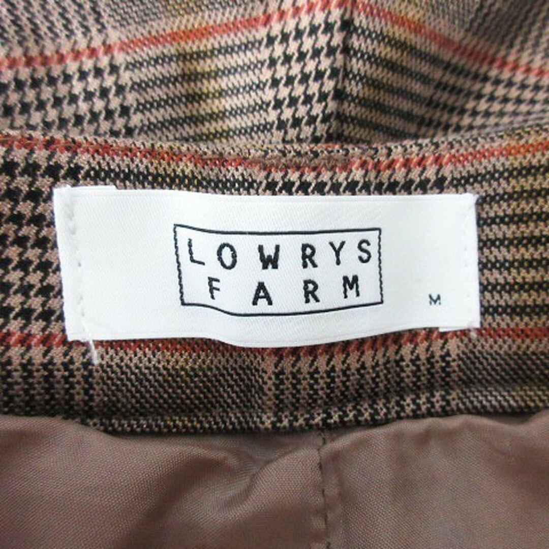 LOWRYS FARM(ローリーズファーム)のローリーズファーム パンツ ストレート フリル 薄手 チェック M 茶 レディースのパンツ(その他)の商品写真