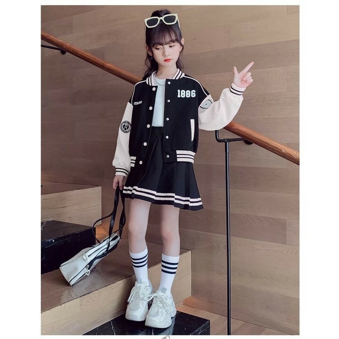 キッズ セットアップ　170㎝ スタジャン ブルゾン プリーツスカート ダンス キッズ/ベビー/マタニティのキッズ服女の子用(90cm~)(その他)の商品写真