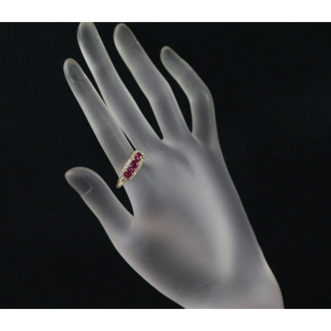 ルビー ダイヤ ダイヤモンド ラフカット アンティークデザイン リング K14YG 大幅値下げ品 レディースのアクセサリー(リング(指輪))の商品写真