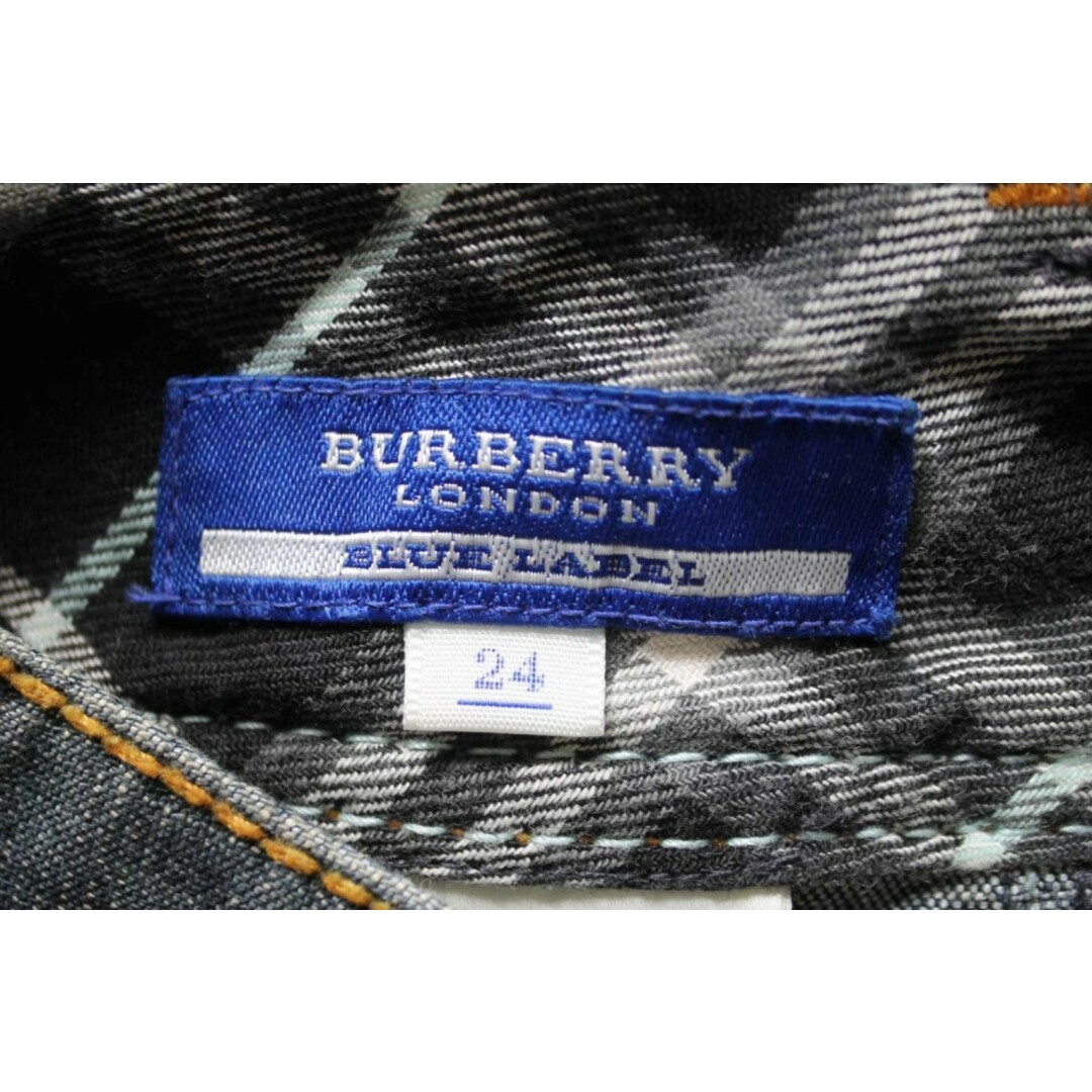 BURBERRY(バーバリー)の【値下げ】〓BURBERRYBLUELABEL/バーバリーブルーレーベル〓ステッチデニムスカート/膝丈 ネイビー×オレンジ/紺×橙 【中古】 レディース 24 春夏秋冬 121132 レディースのスカート(その他)の商品写真