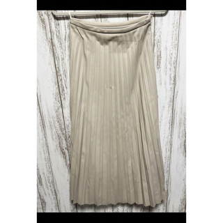 [新品、未使用]SALOON レザープリーツスカート/グレージュ　36サイズ(ロングスカート)