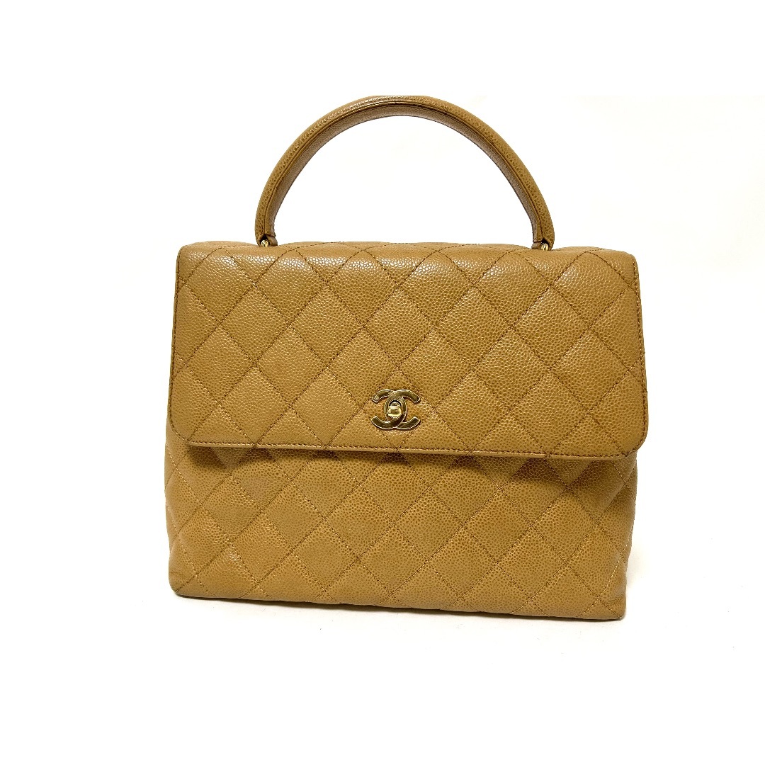CHANEL - CHANEL シャネル キャビアスキン マトラッセ トートバッグ ベージュ ヴィンテージ ゴールド金具 A12397