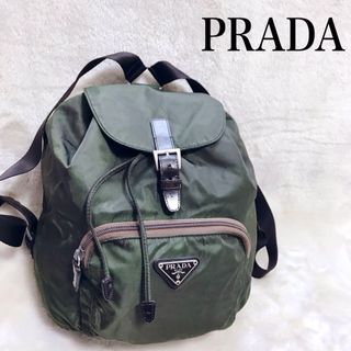 プラダ(PRADA)の美品 PRADA プラダ ナイロン バックパック リュック カーキー グリーン(リュック/バックパック)