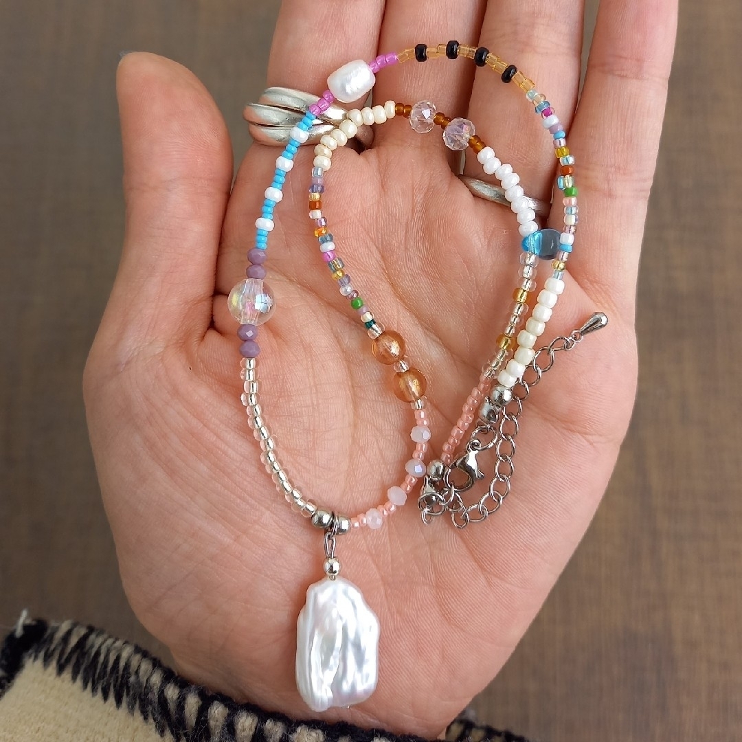 hand made beads necklace dream🎠 ハンドメイドのアクセサリー(ネックレス)の商品写真